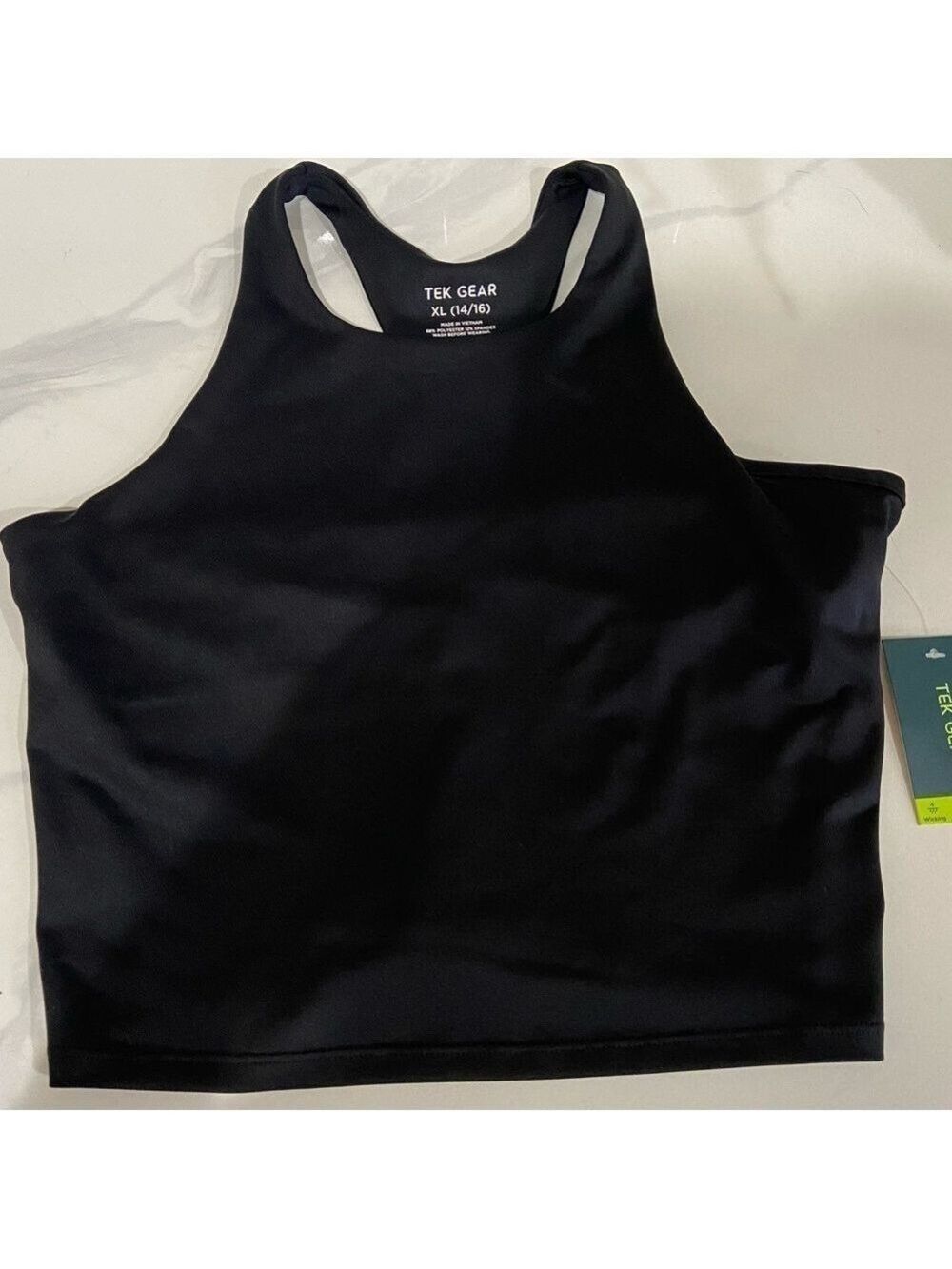 Girls Tek Gear Black Cropped Tank Top Built In Bra XL
